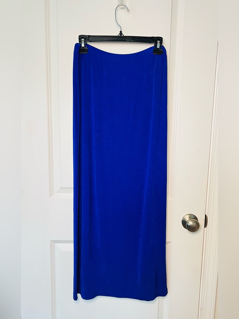 Vtg Chico's Private Edition Blue Pull On Maxi Slinky Skirt Sz 2  Casual Career